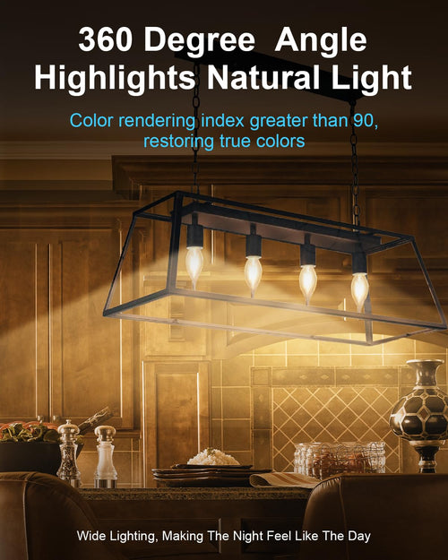 12-Pack 60W Candelabra Light Bulbs E12 B10 Clear – Warm White 2700K, 600LM Dimmable for Chandeliers & Ceiling Fans