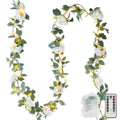White camellia flower garland string lights, 60 LED vines with remote