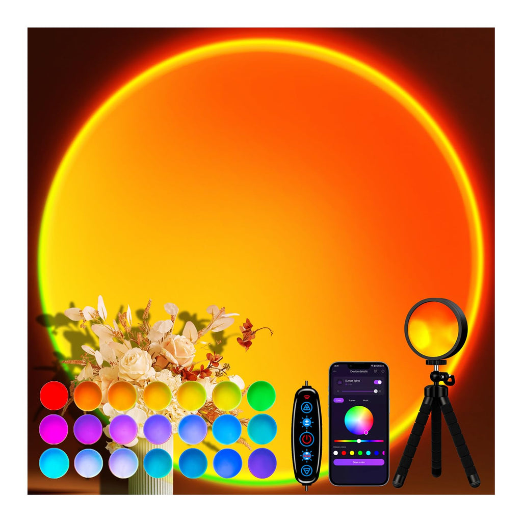 Sunset projector night light with RGB color-changing glow