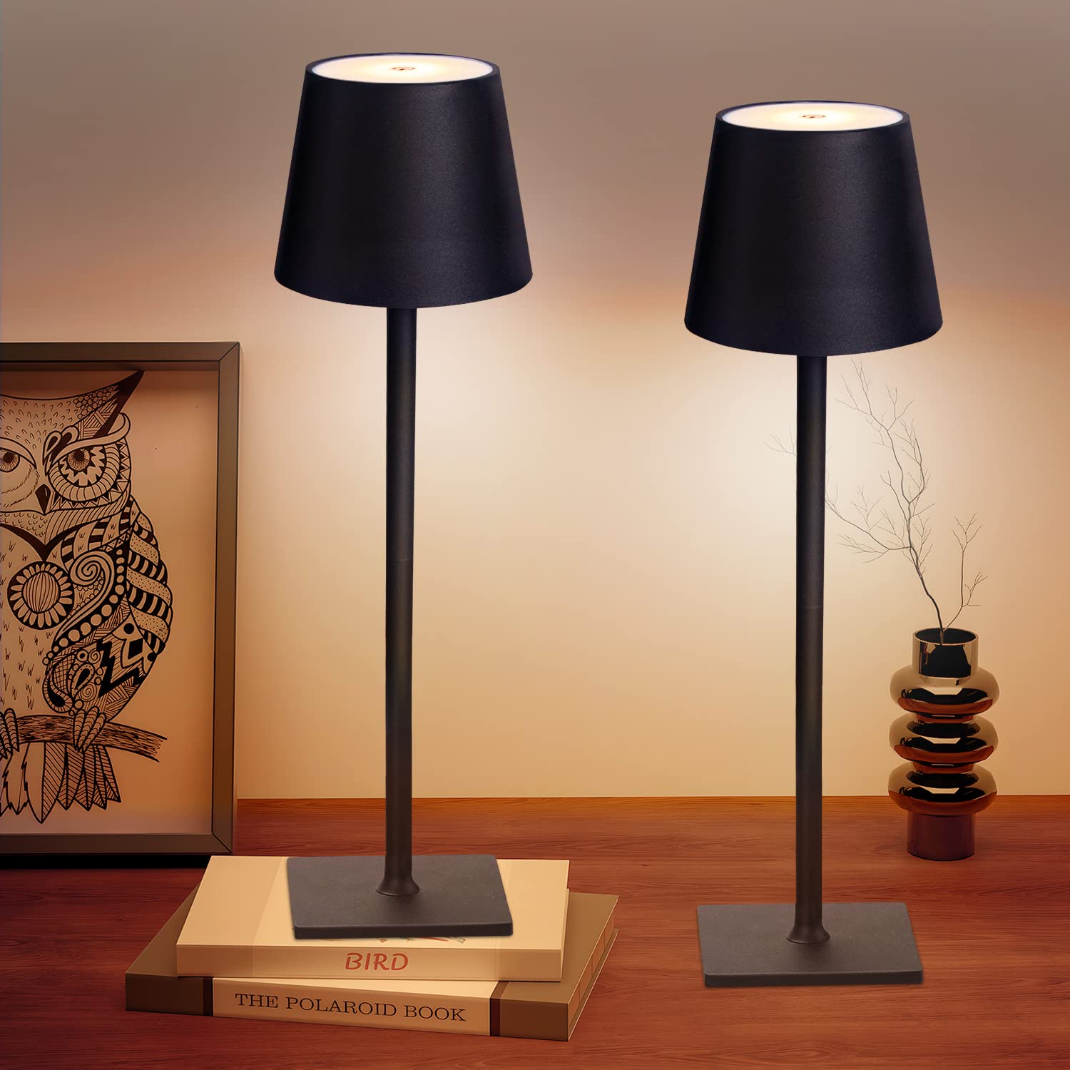 Cordless LED table lamp set, 3-color dimming, 5000mAh battery