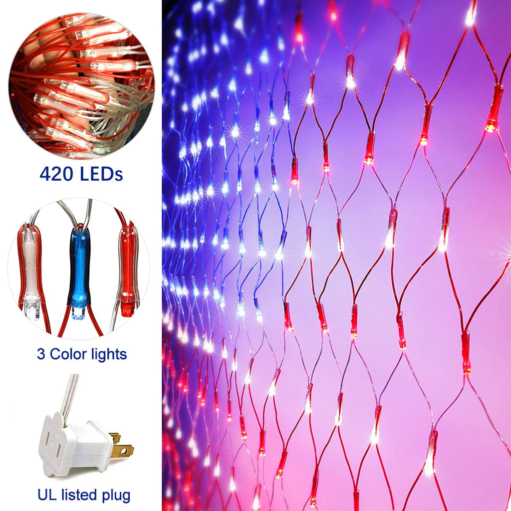 420-LED patriotic American flag outdoor string light