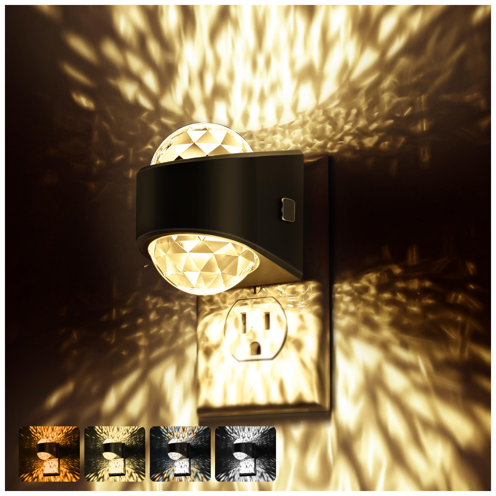 Color-changing plug-in night light with star projector and sensor