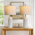 Set of 2 modern ceramic bedside table lamps for bedroom and living room