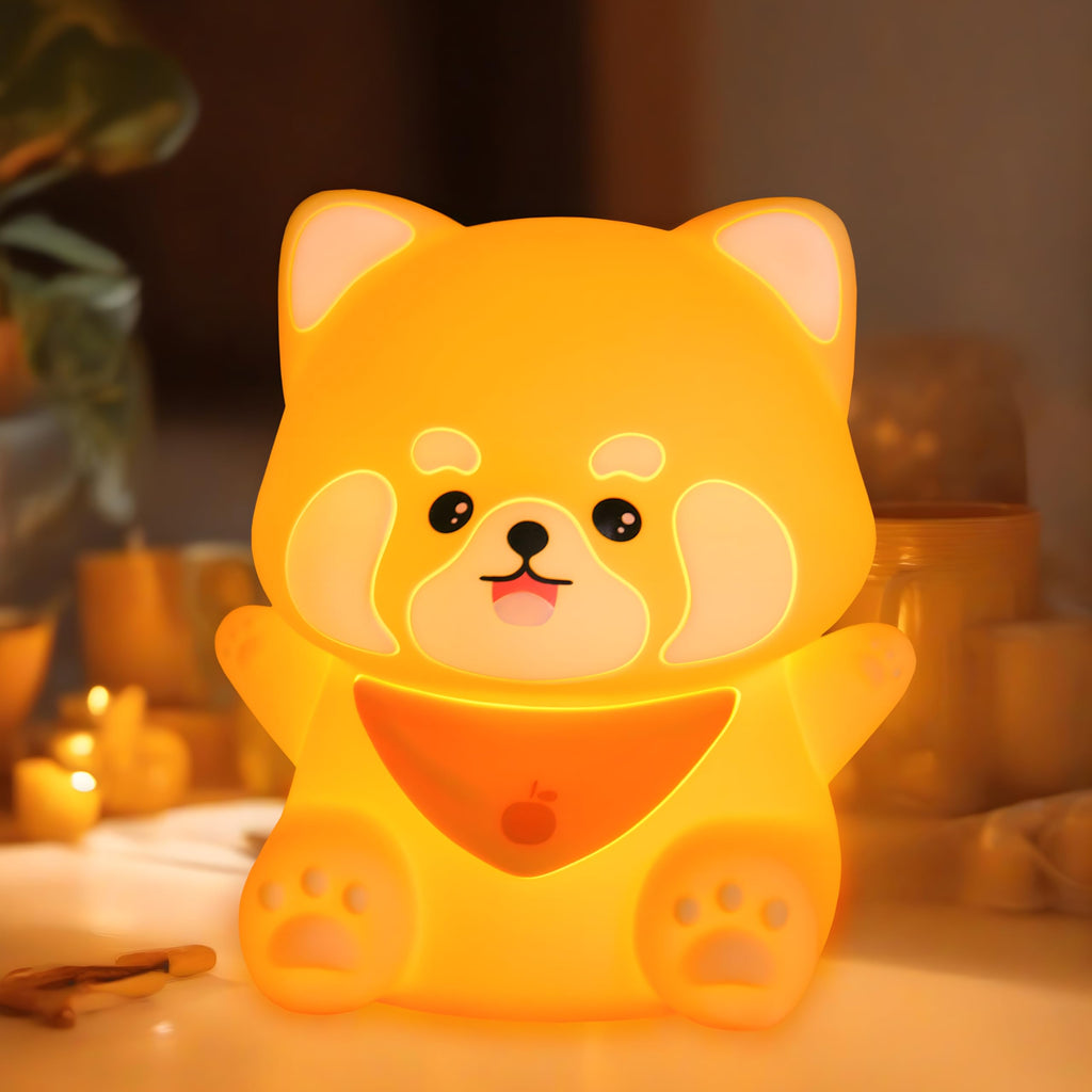 Rechargeable red panda night light for kids with tap control