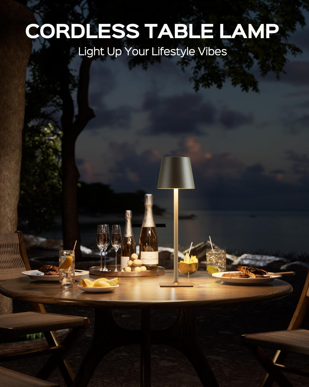Cordless rechargeable table lamp 2-pack, adjustable height