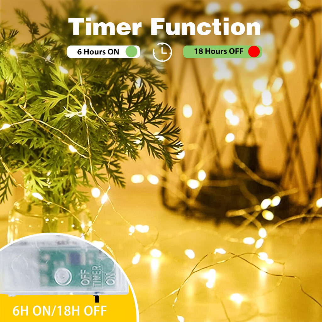 16Ft LED fairy string lights 4-pack with timer, indoor outdoor use