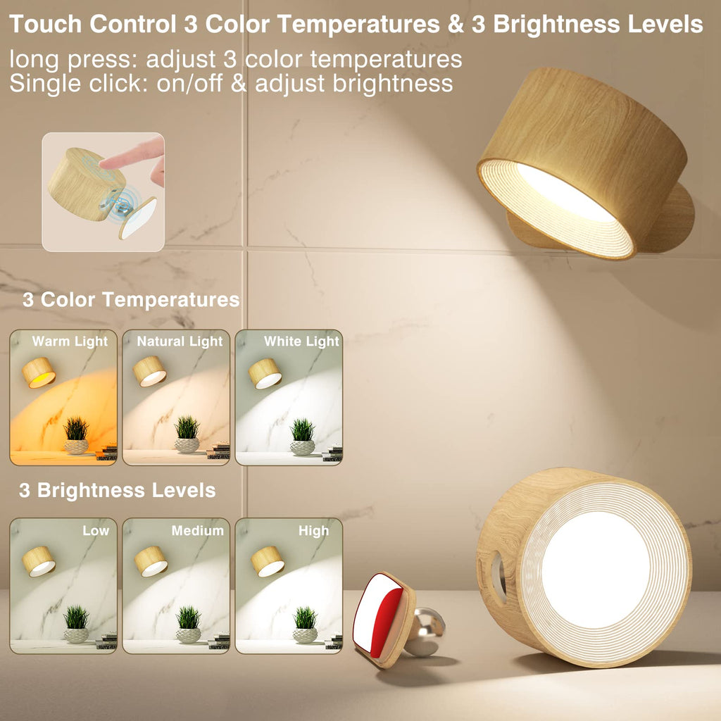 Cordless LED wall sconce for home decor with rechargeable battery