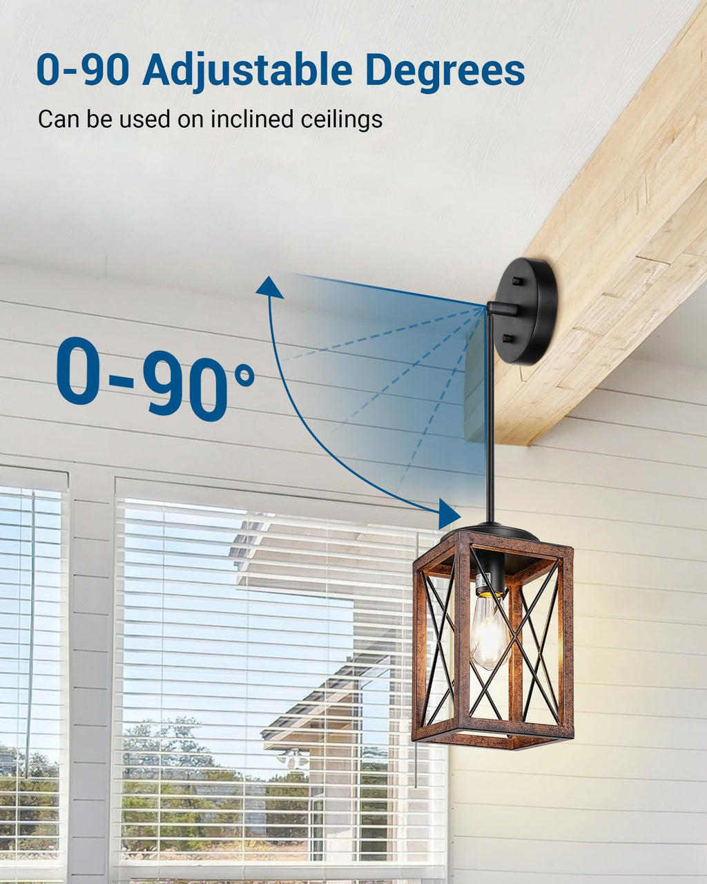 2-Pack Wood Grain Farmhouse Pendant Lights for Kitchen Decor