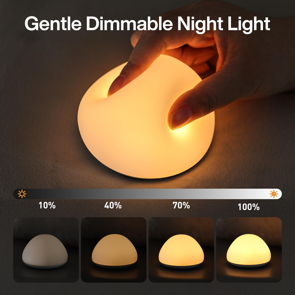 Rechargeable silicone baby night light with tap control and timer