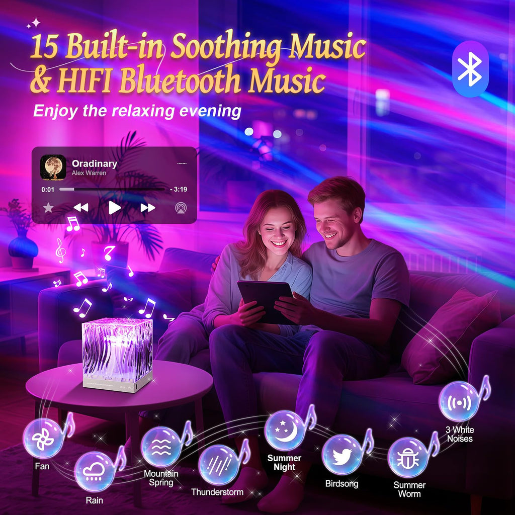 Aurora projector night light with white noise machine and Bluetooth music