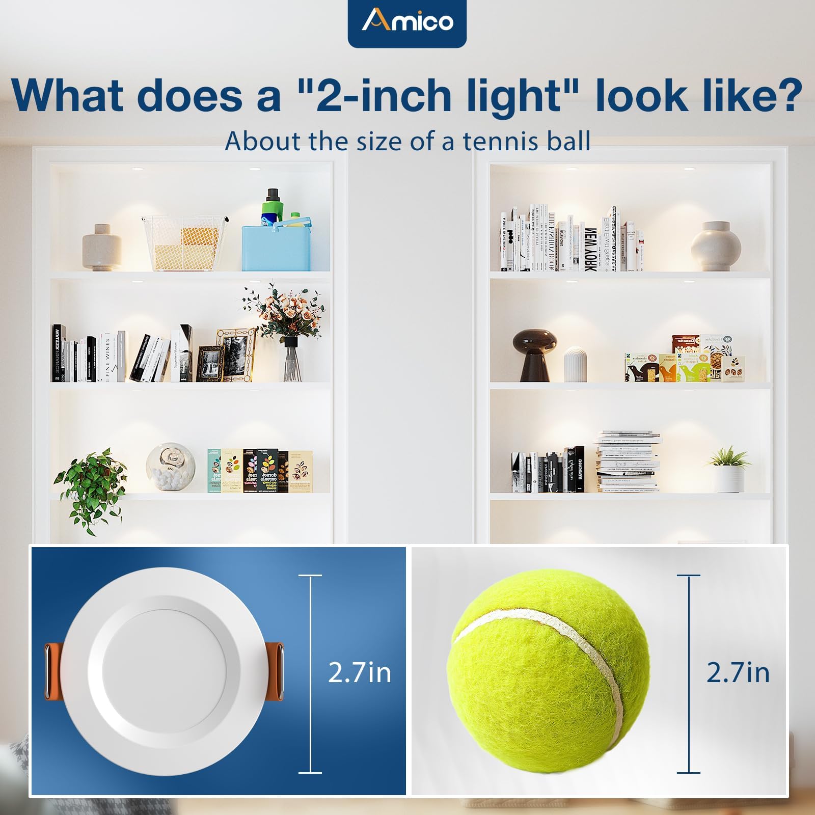 12-Pack 2 Inch LED Recessed Ceiling Lights Canless – 5CCT Selectable, Ultra-Thin, 6W Dimmable, CRI90+ for Modern Homes