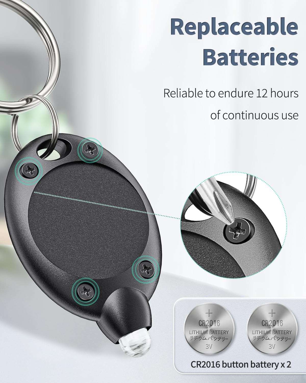 5-Pack LED Keychain Flashlight Mini – 12 Lumen, Ultra Bright, Battery Powered for Camping Hiking & Emergency