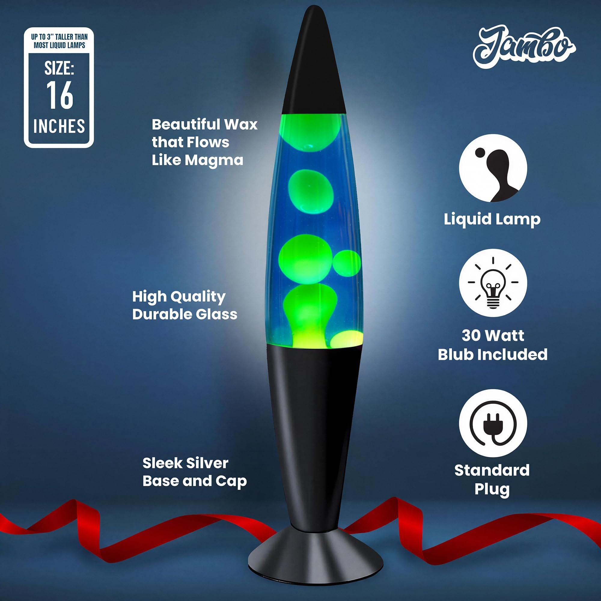16-inch liquid motion lamp with flowing wax for ambient light