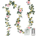 Floral vine LED string lights with remote for weddings and decor
