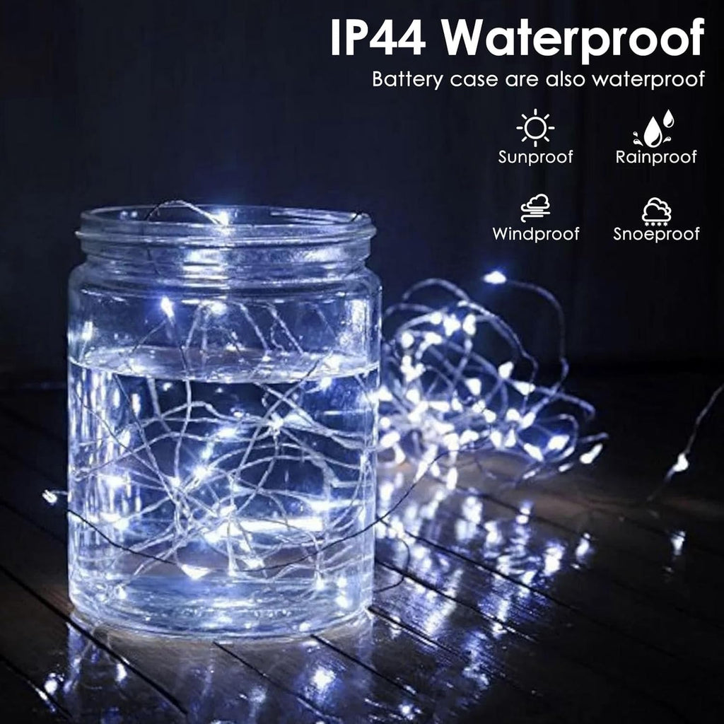 Waterproof battery-powered string light, 200 LEDs, 66 ft, 2-pack