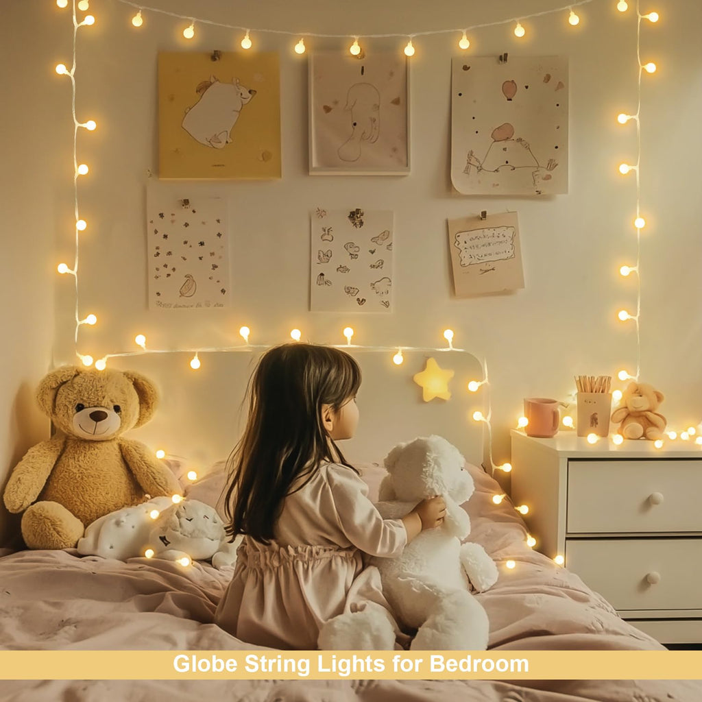 Warm white globe string light, 33 ft, 100 LED with remote