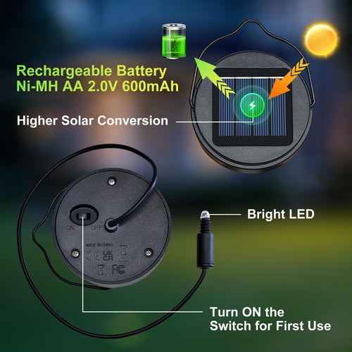 1-Pack Solar Light Replacement Top – 600mAh AA Battery, Waterproof LED, Outdoor Lantern Parts for Yard Garden Patio