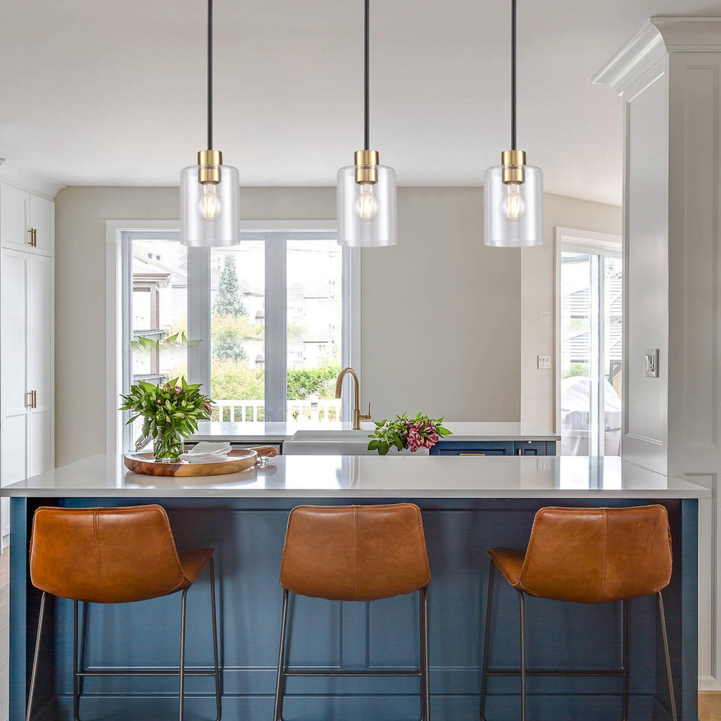 Black and gold pendant light set of 3 for kitchen island decor