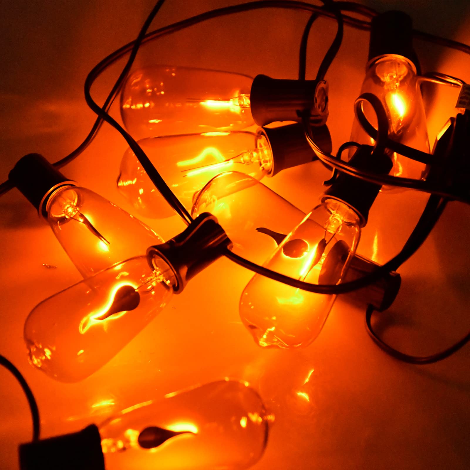 10-Pack Halloween Flicker Flame Bulbs ST40 – 1W Orange Edison E17 Base for Outdoor Patio String Lights