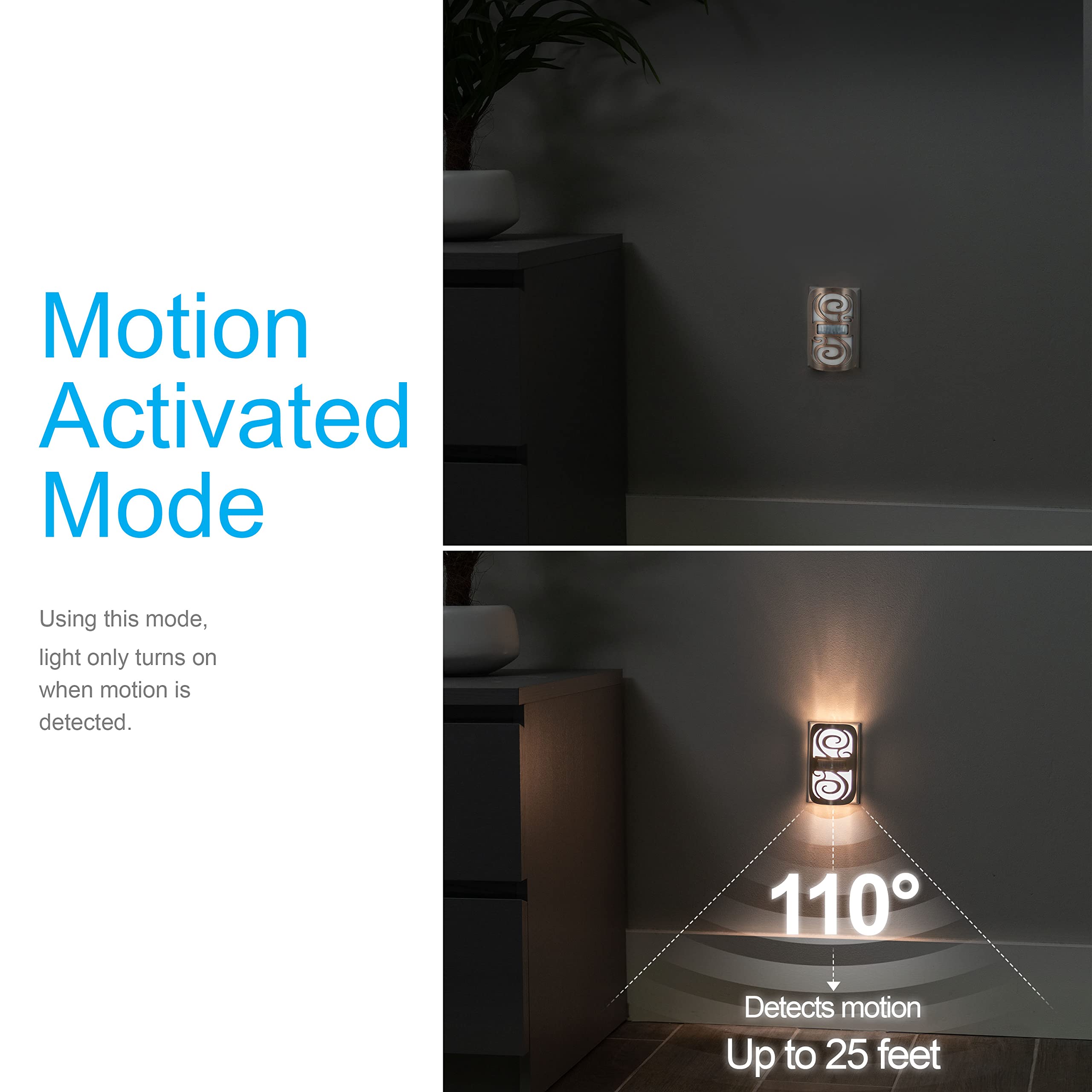 GE LED Motion Sensor Night Light Plug-In – Dusk to Dawn, 25FT Range, UL Certified for Bedroom & Bathroom (Bronze)