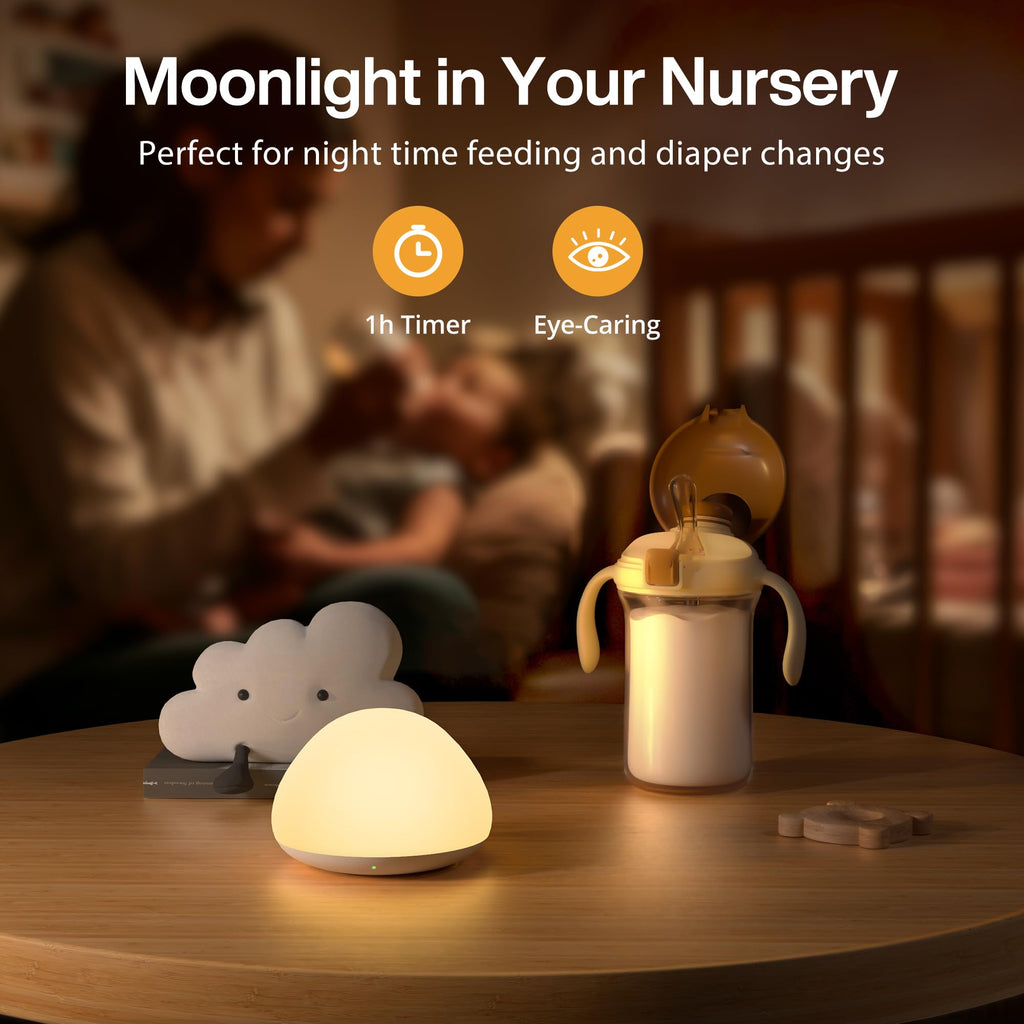 Rechargeable silicone baby night light with tap control and timer