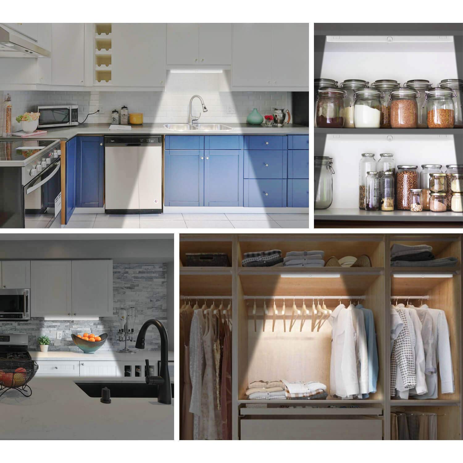 BLS T01LB LED Under Cabinet Light – 20 LED Motion Sensor, Battery Powered, Auto On/Off, Wireless for Closets & Cabinets