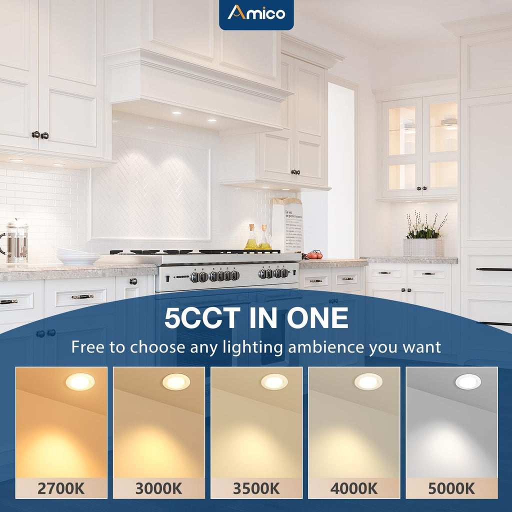 12-Pack 2 Inch LED Recessed Ceiling Lights Canless – 5CCT Selectable, Ultra-Thin, 6W Dimmable, CRI90+ for Modern Homes