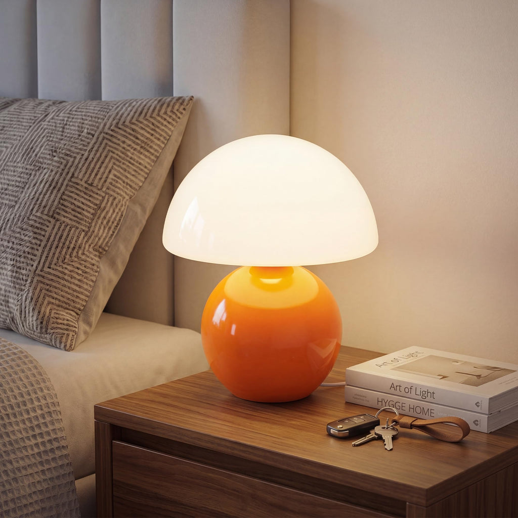 Mini mushroom-shaped table lamp with mid-century modern design for bedside decor