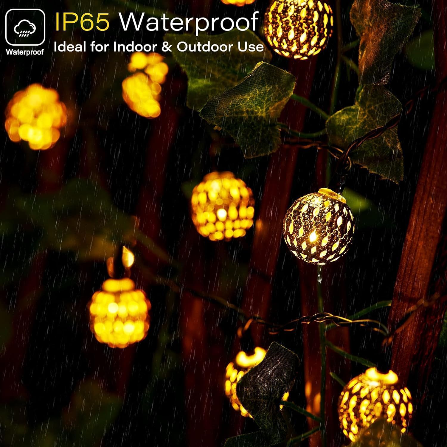 Solar powered outdoor globe string light, 36ft, 8 modes