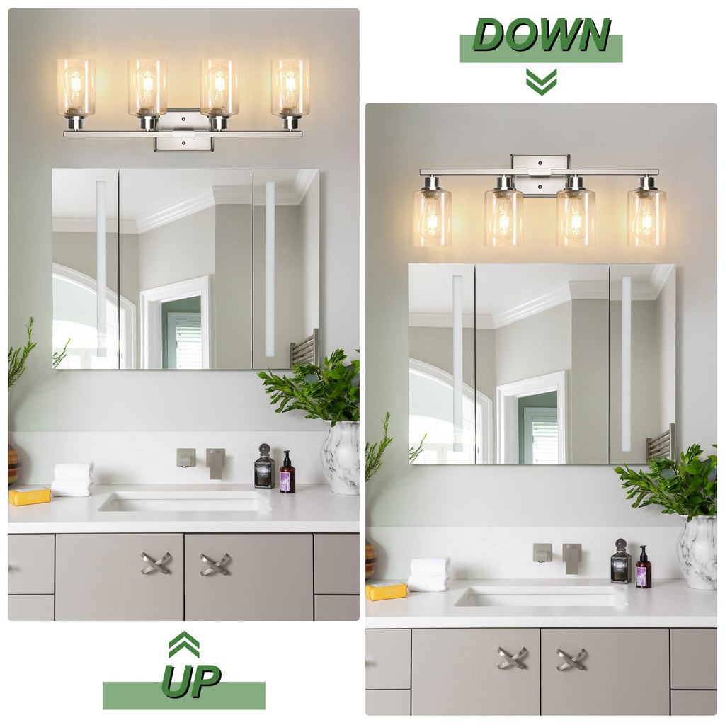 4-light brushed nickel vanity wall sconce for bathroom mirror decor