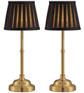 Cordless fabric-shade table lamp set of 2, rechargeable