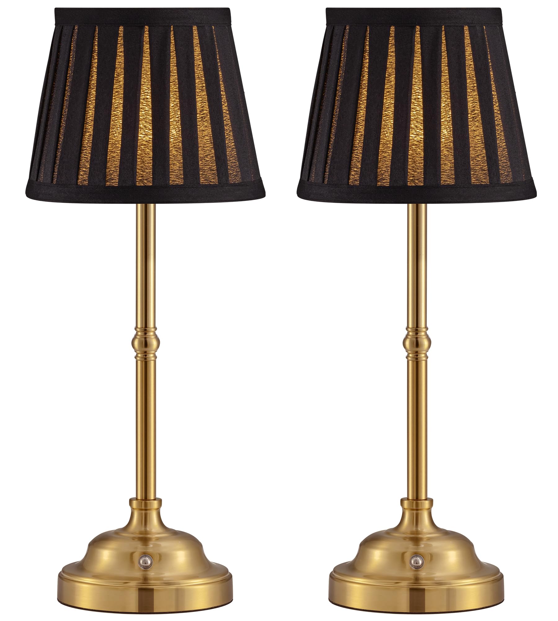 Cordless fabric-shade table lamp set of 2, rechargeable