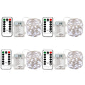 4-pack cool white battery fairy string lights with remote and timer