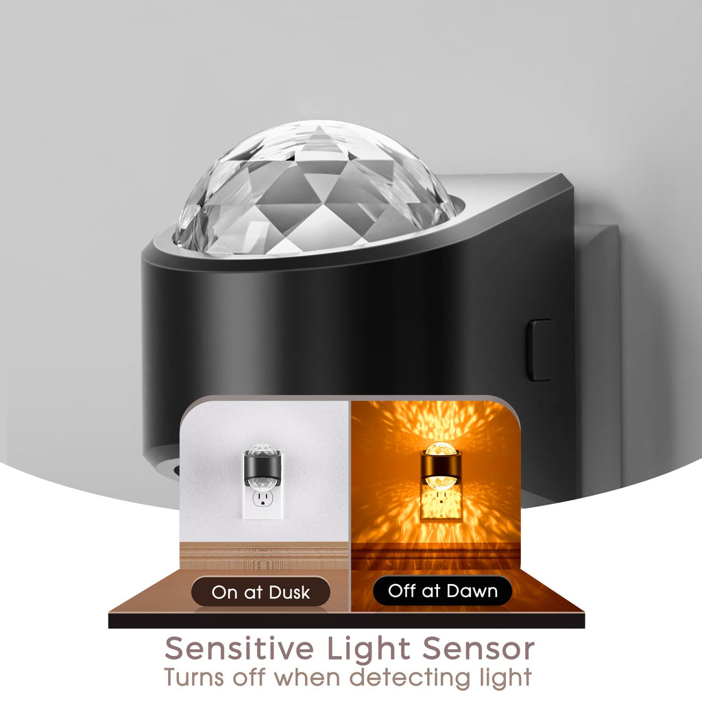 Color-changing plug-in night light with star projector and sensor