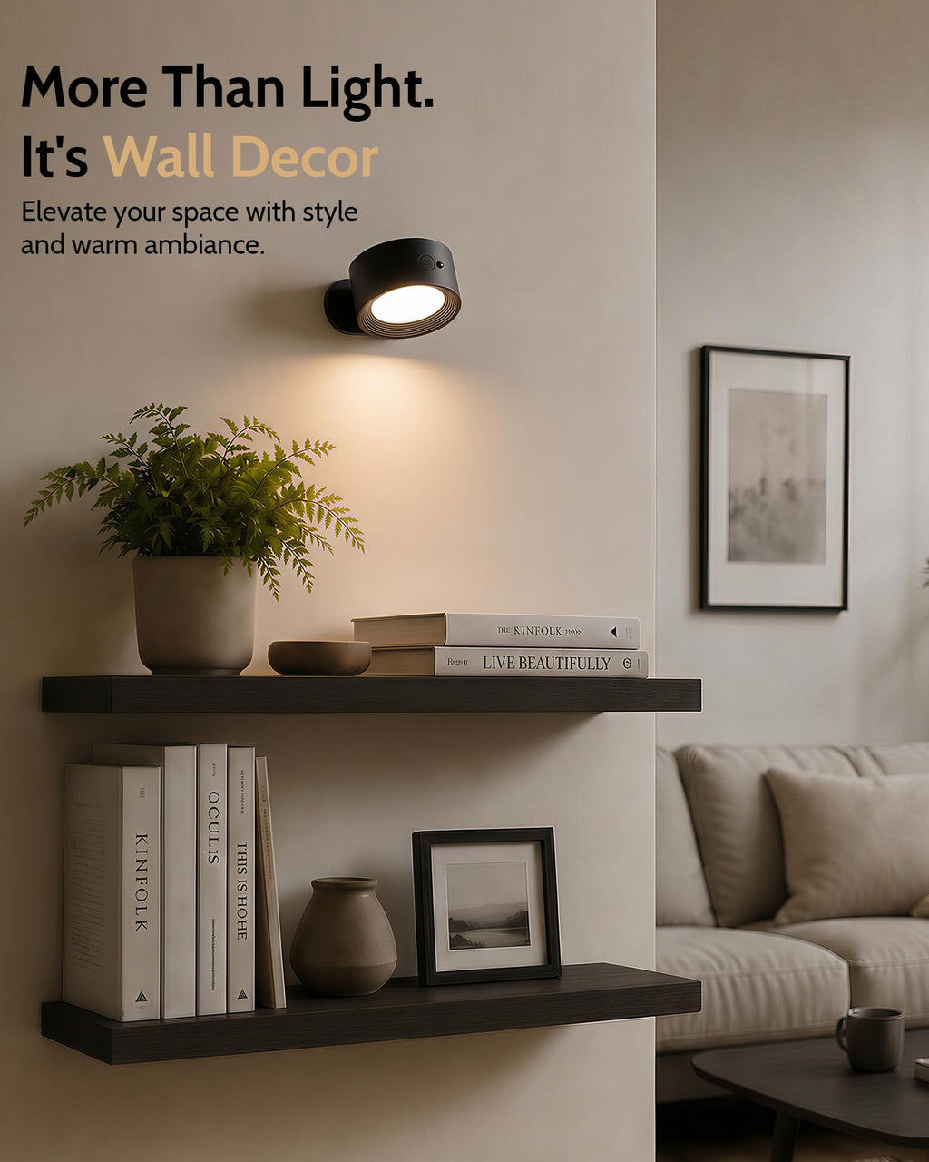 Cordless rechargeable wall sconces, set of 3, home decor lighting