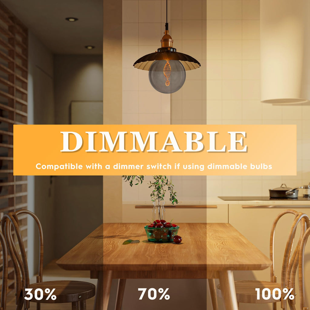 Harwez Stained Glass LED Bulb Dimmable – 3.5W, 55LM Soft Dim, E26 Base, Smoke Globe for Mood Lighting