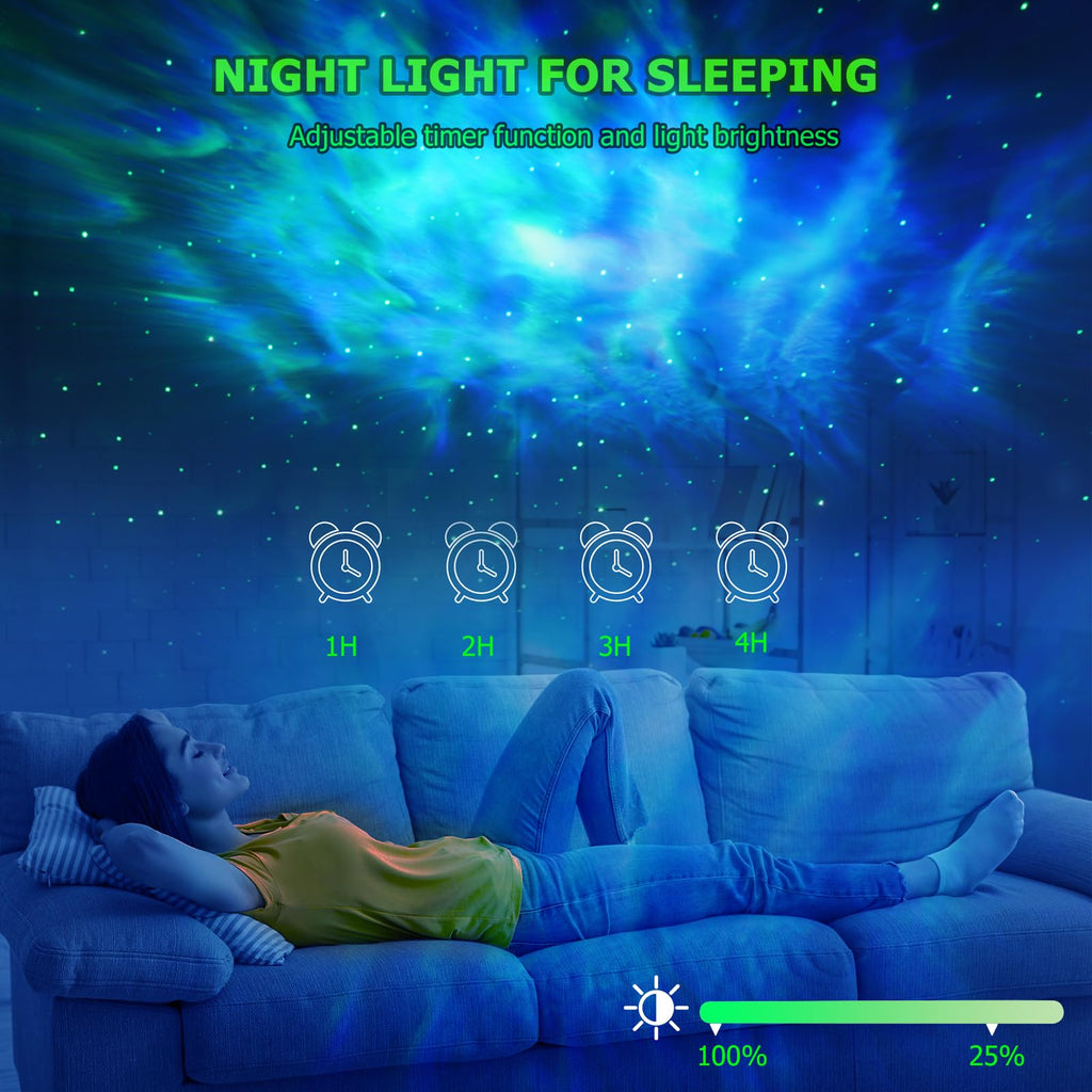 Star galaxy projector night light with timer and remote for bedroom decoration