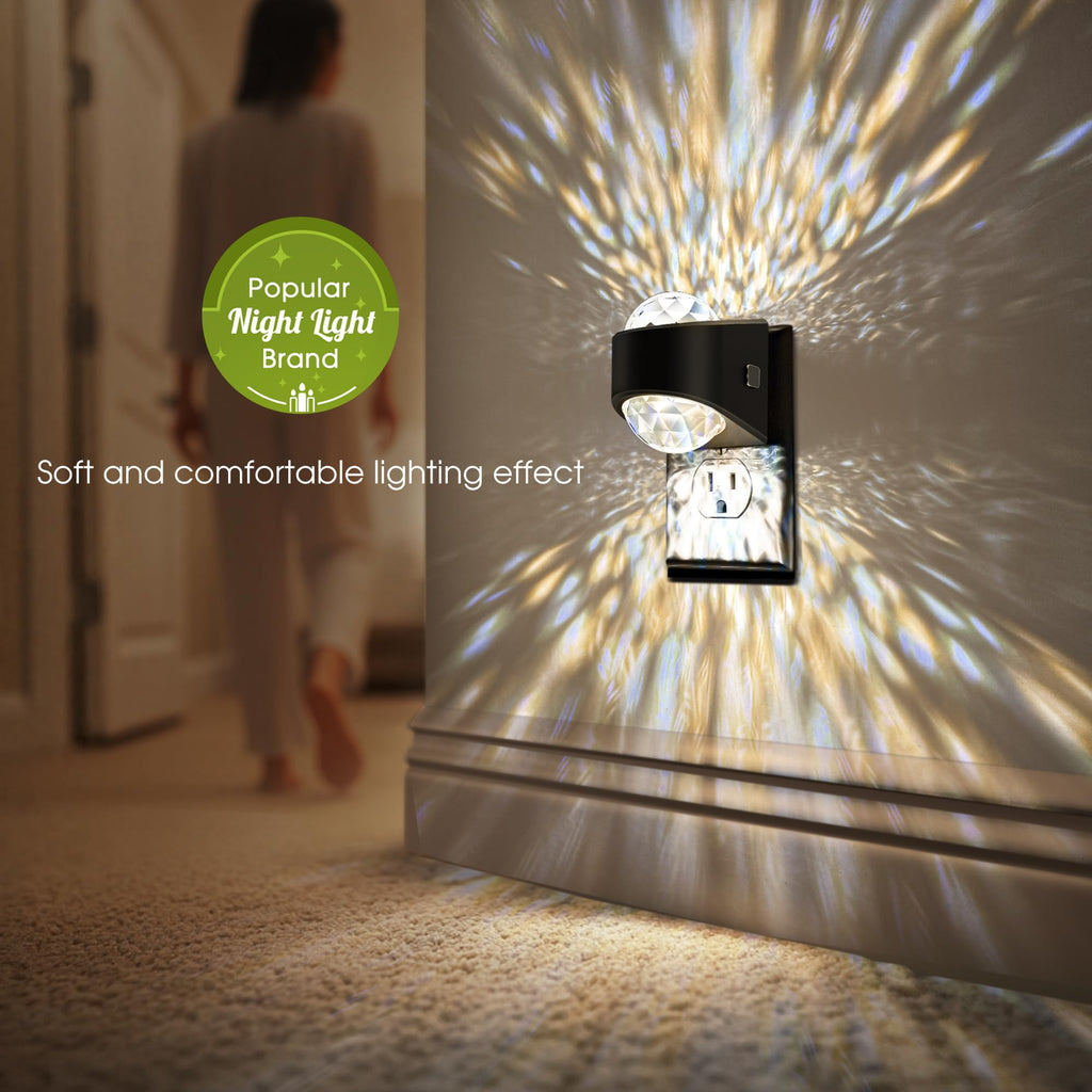 Color-changing plug-in night light with star projector and sensor