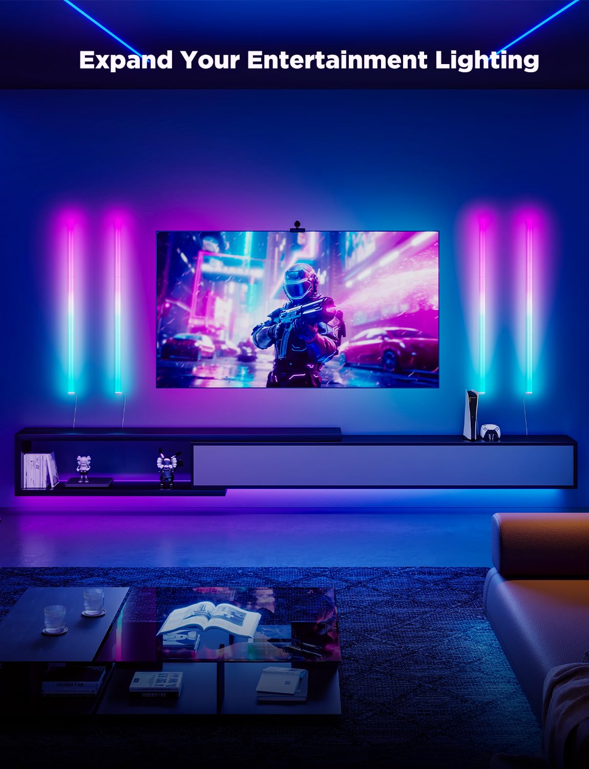 RGBIC Smart Wall Light Panels for Gaming Rooms & Home Decor, 2-Panel Set