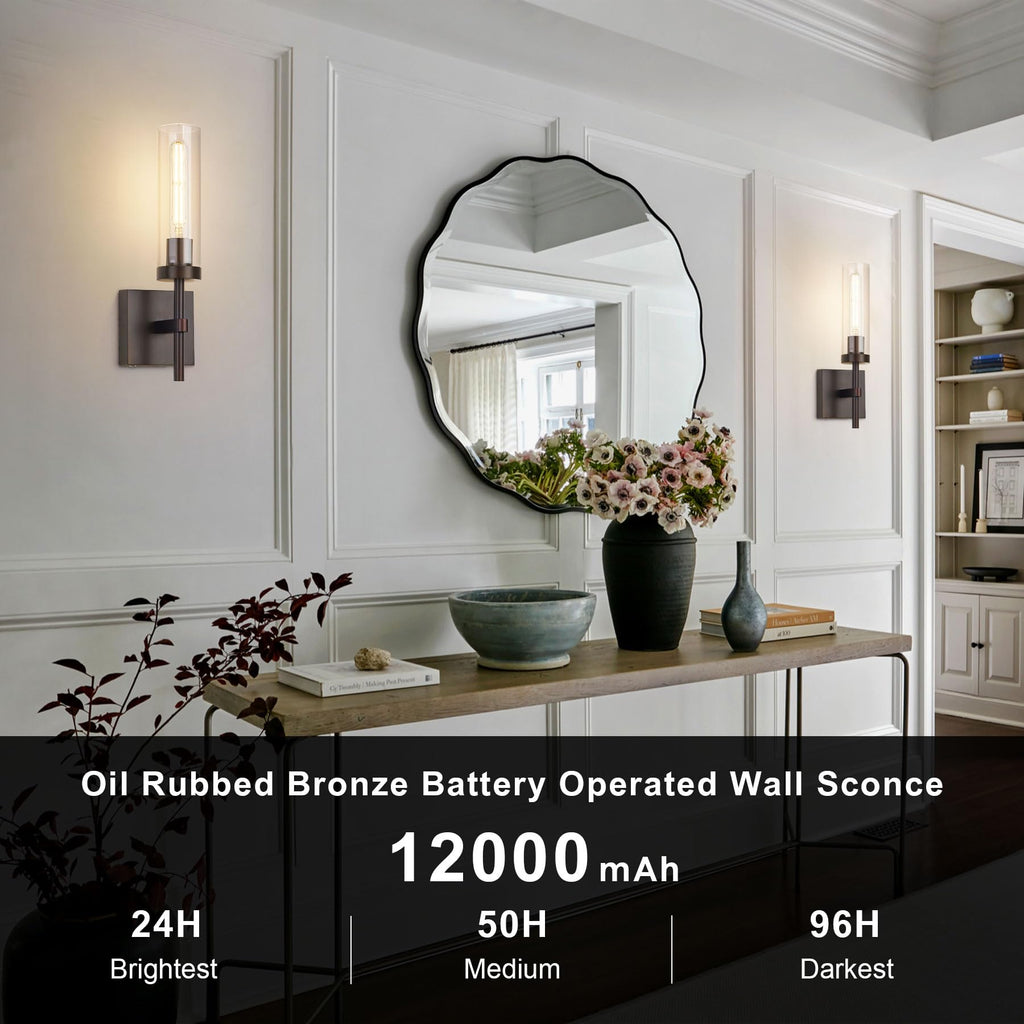 Oil-rubbed bronze cordless wall sconce set for home decor