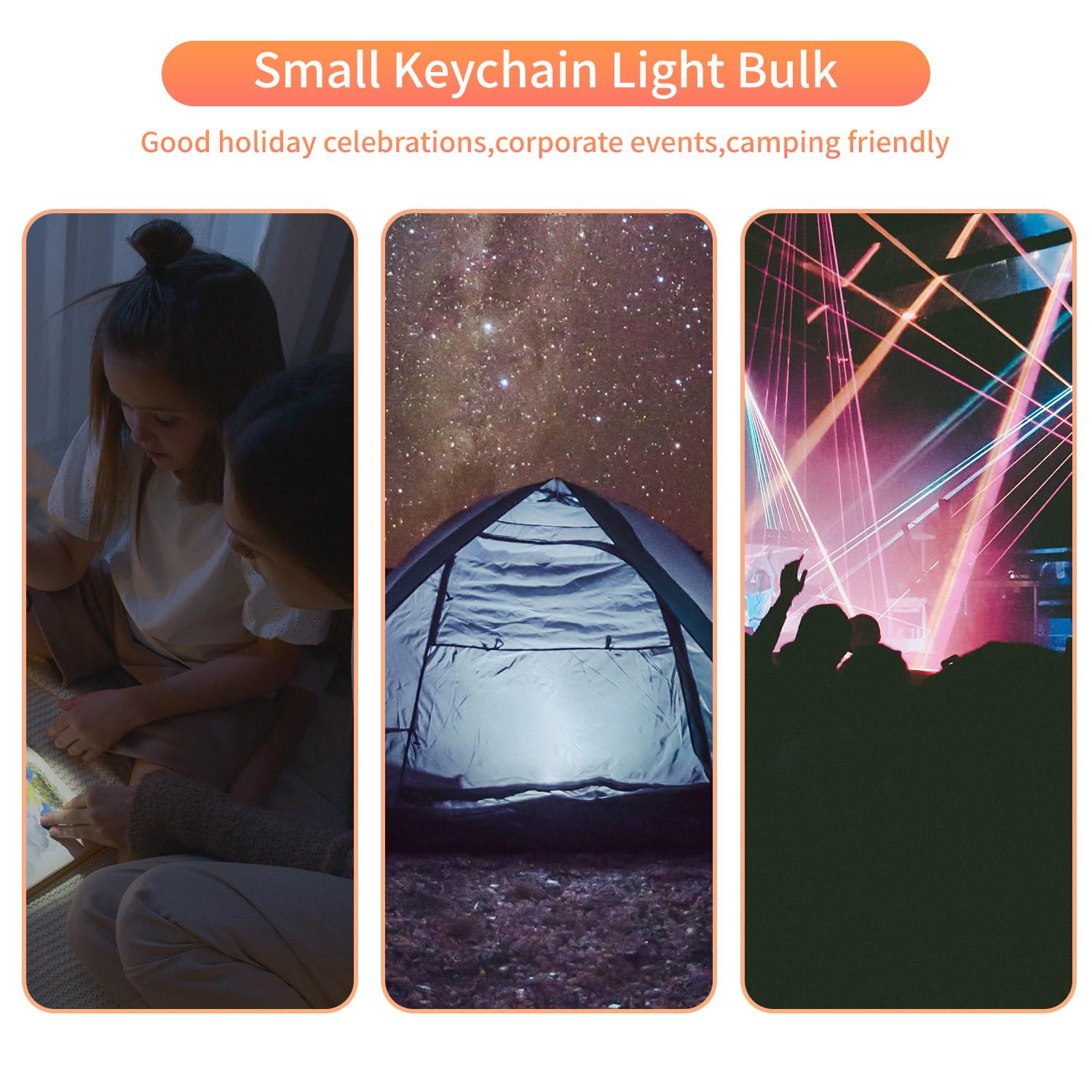 100-Pack Mini LED Flashlight Keychains – Assorted Colors, Bulk Torch Keyrings, Compact & Portable for Party Favors & Camping