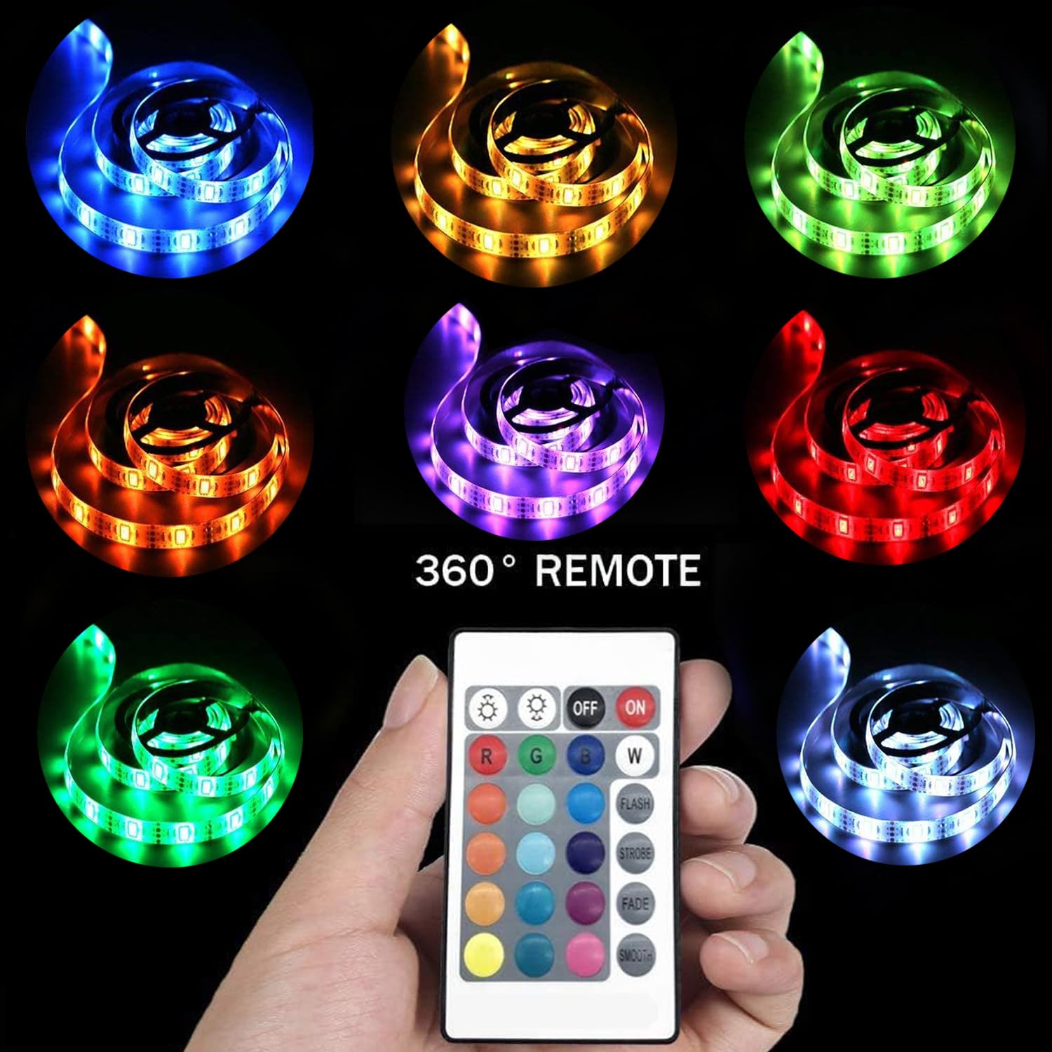 Dervacle 20FT Battery Powered RGB LED Strip Lights – Color Changing, Remote Control, Waterproof for Indoor & Outdoor Decoration