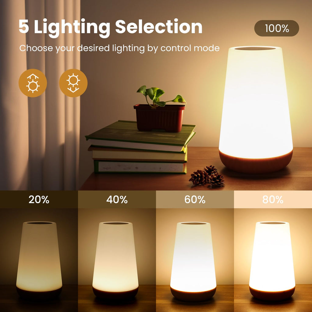 Dimmable touch table lamp with 13 RGB colors and 5 brightness levels