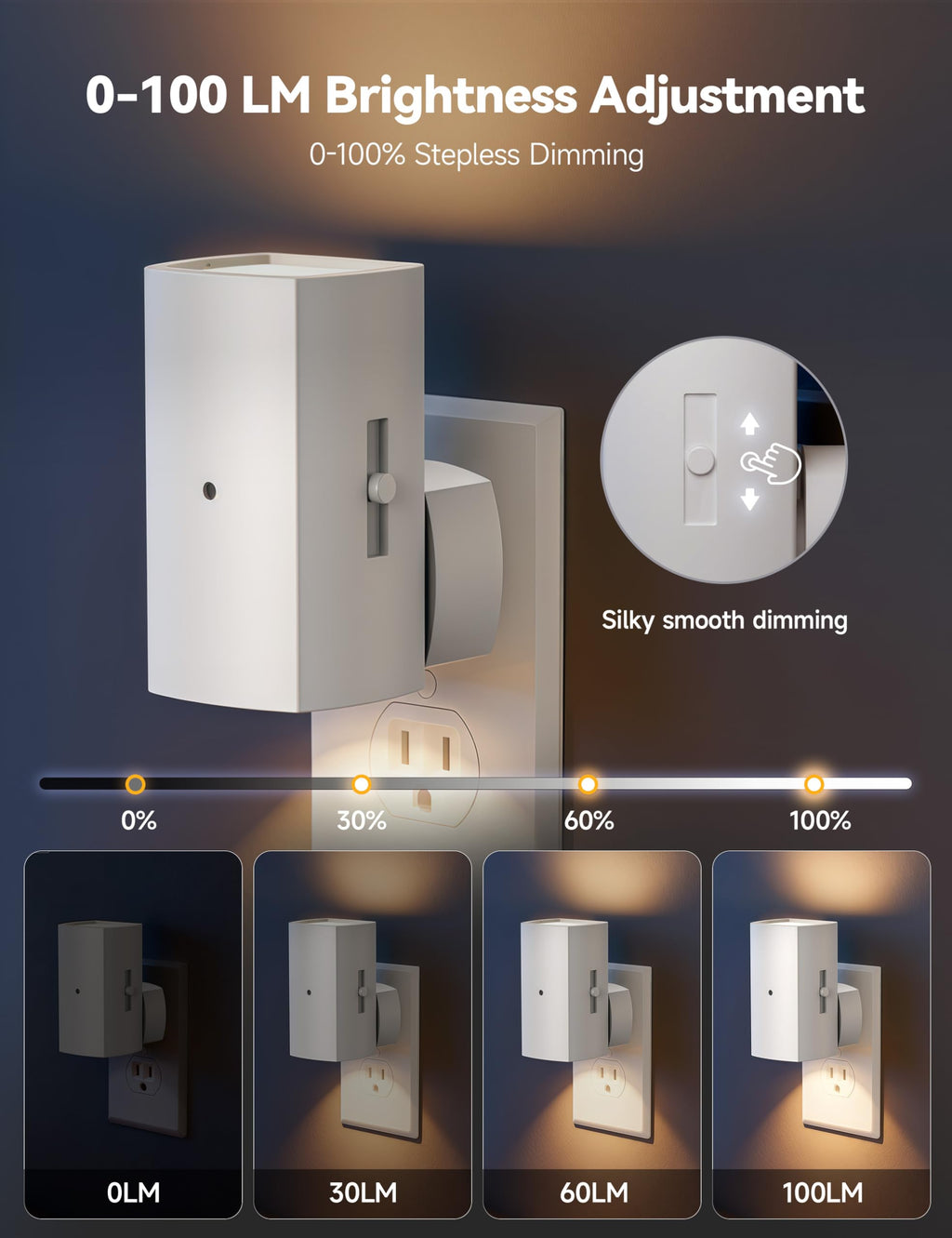 2-pack plug-in night lights with dusk-to-dawn sensor
