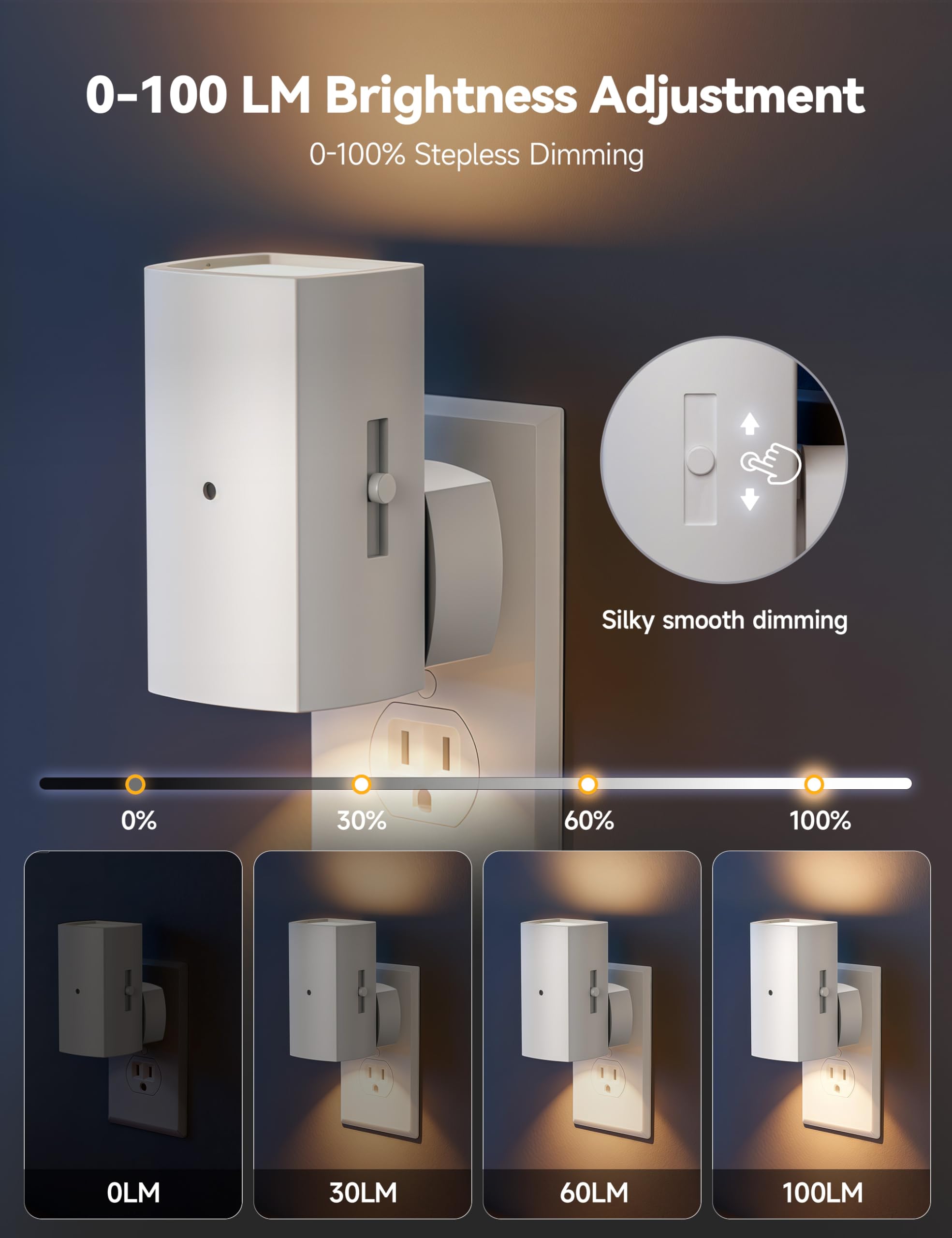 2-pack plug-in night lights with dusk-to-dawn sensor
