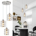 Brushed Nickel 3-Light Cluster Pendant with Glass Shades for Kitchen Decor