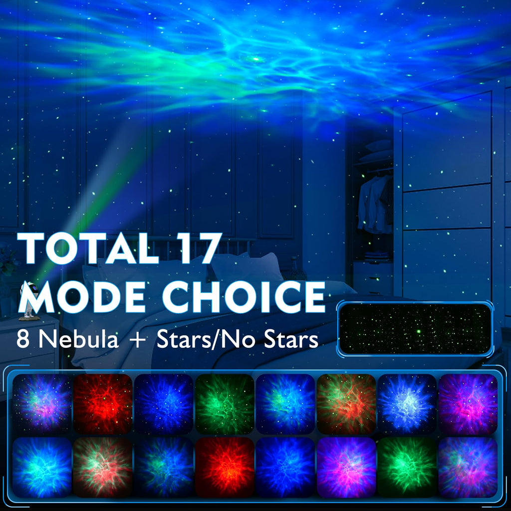 Astronaut-shaped star projector night light with 8-color nebula and remote control