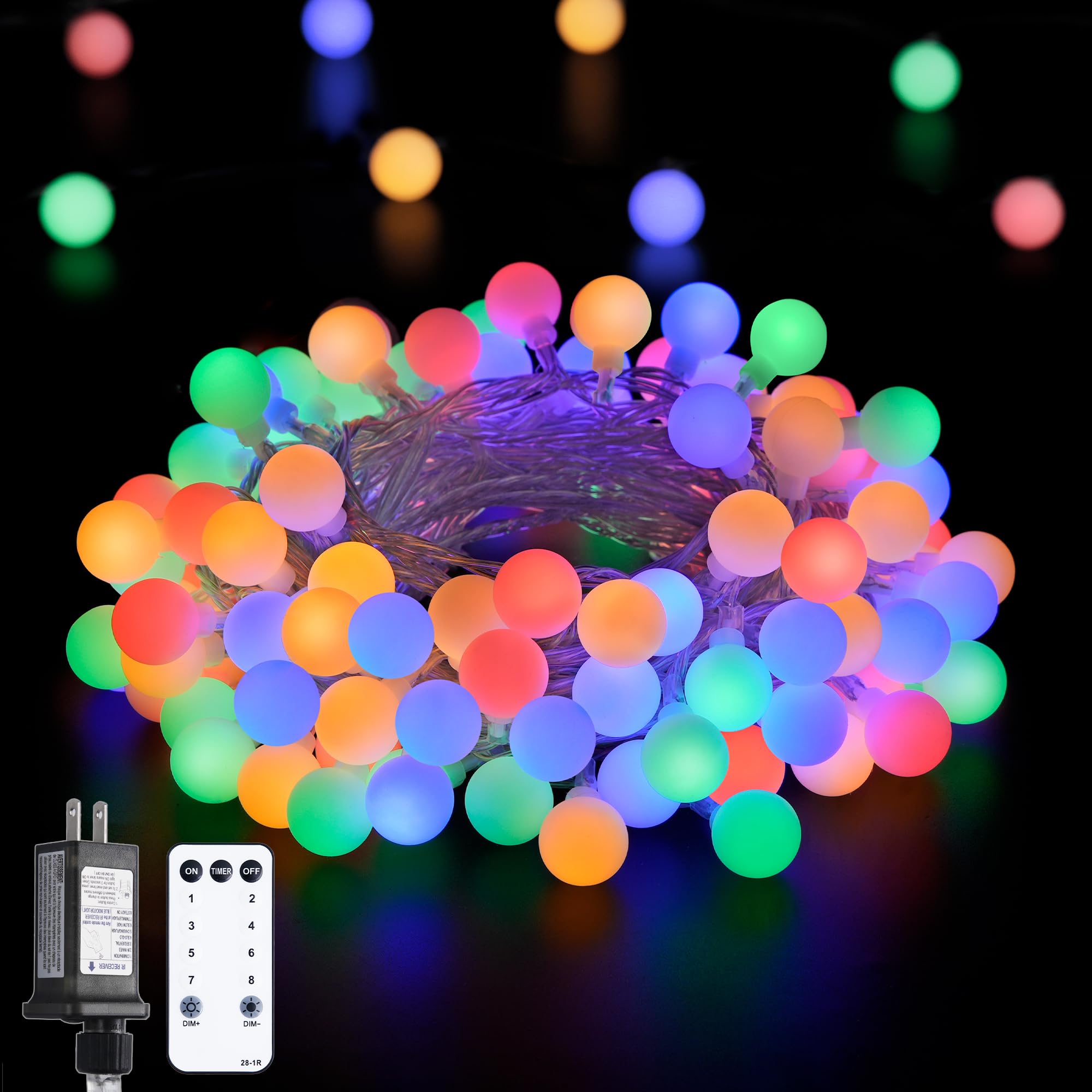 Multicolor globe string light, 33 ft, 100 LED, connectable