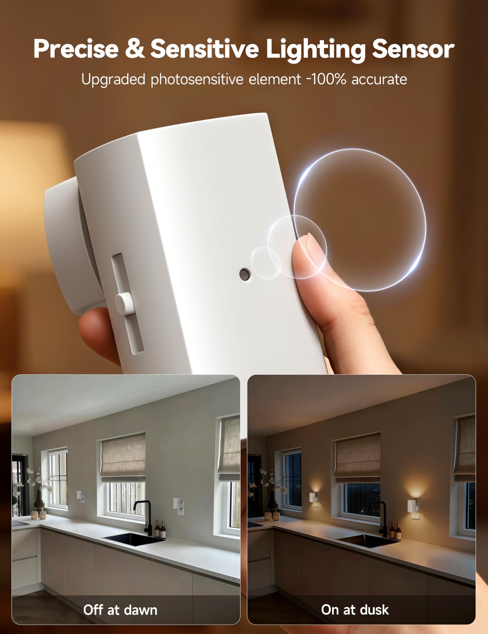 2-pack plug-in night lights with dusk-to-dawn sensor