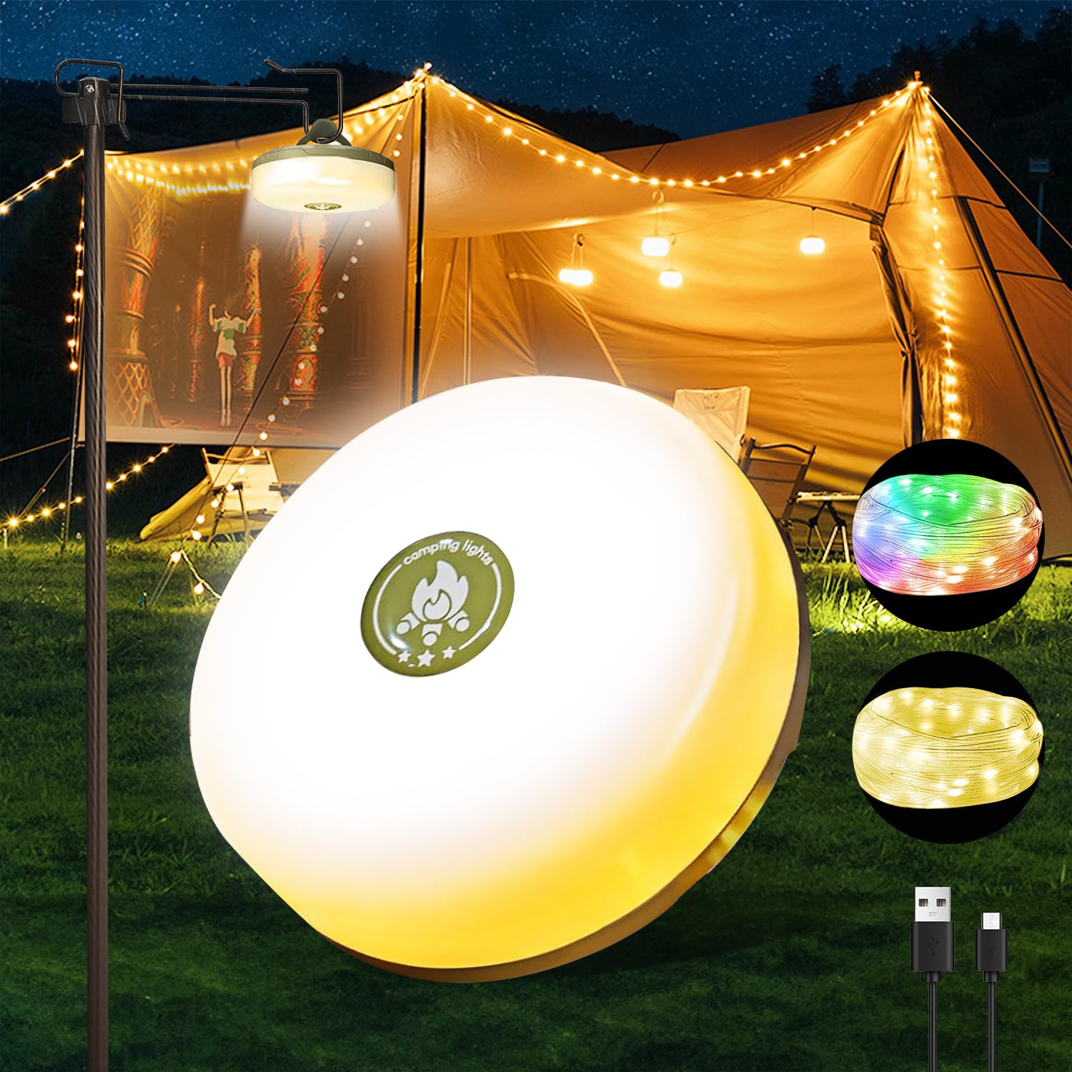 32.8ft waterproof outdoor string lights with 8 lighting modes
